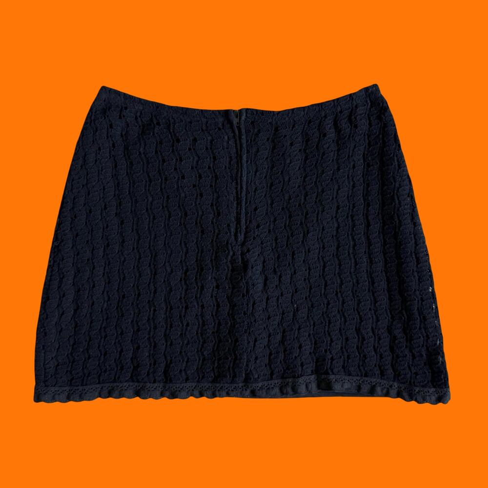 00's vintage black crochet knit boho downtown girl y2k mini skirt MEDIUM - Picture 5 of 8